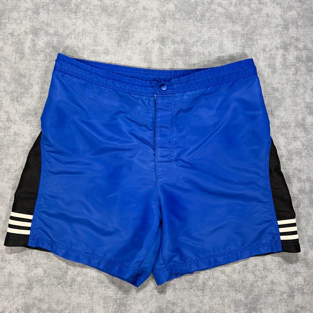 Vintage 90s Adidas Zuma Blue Black Boardshorts Mens XXL Surf Swimwear Drawstring